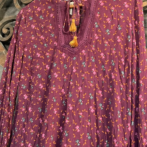 Floral Top Boho Blouse Tassel Tunic Mini Dress (?) Peasant Prairie - Picture 13 of 14